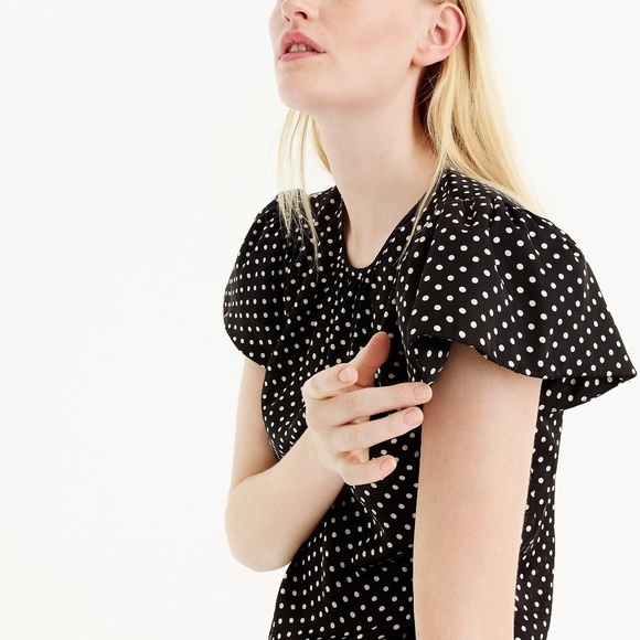 NWT J. Crew Drapey Crepe Polka Dot Cap Sleeve Top - Picture 2 of 3